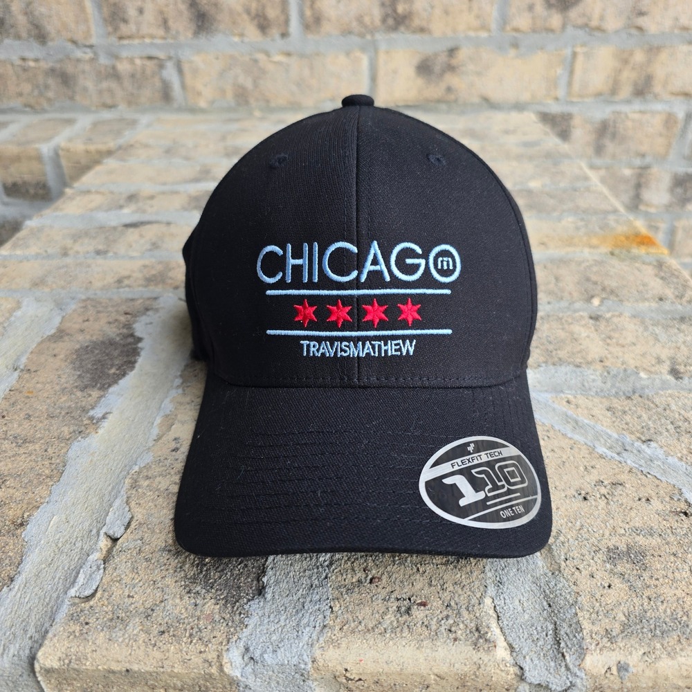 Travis Mathew Chicago Flag Snapback Hat Black Flexfit 110 Adjustable Mens Cap